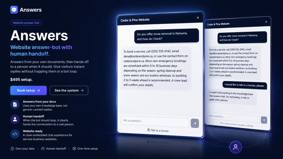 Answers, the website answer-bot product