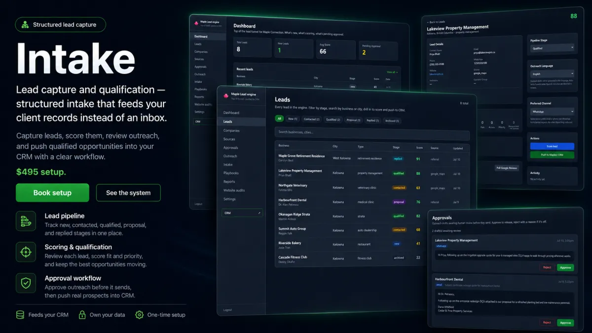 Intake, the lead capture product