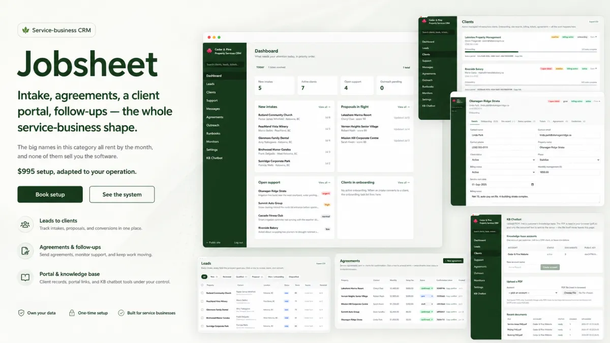 Jobsheet, the client and job management product